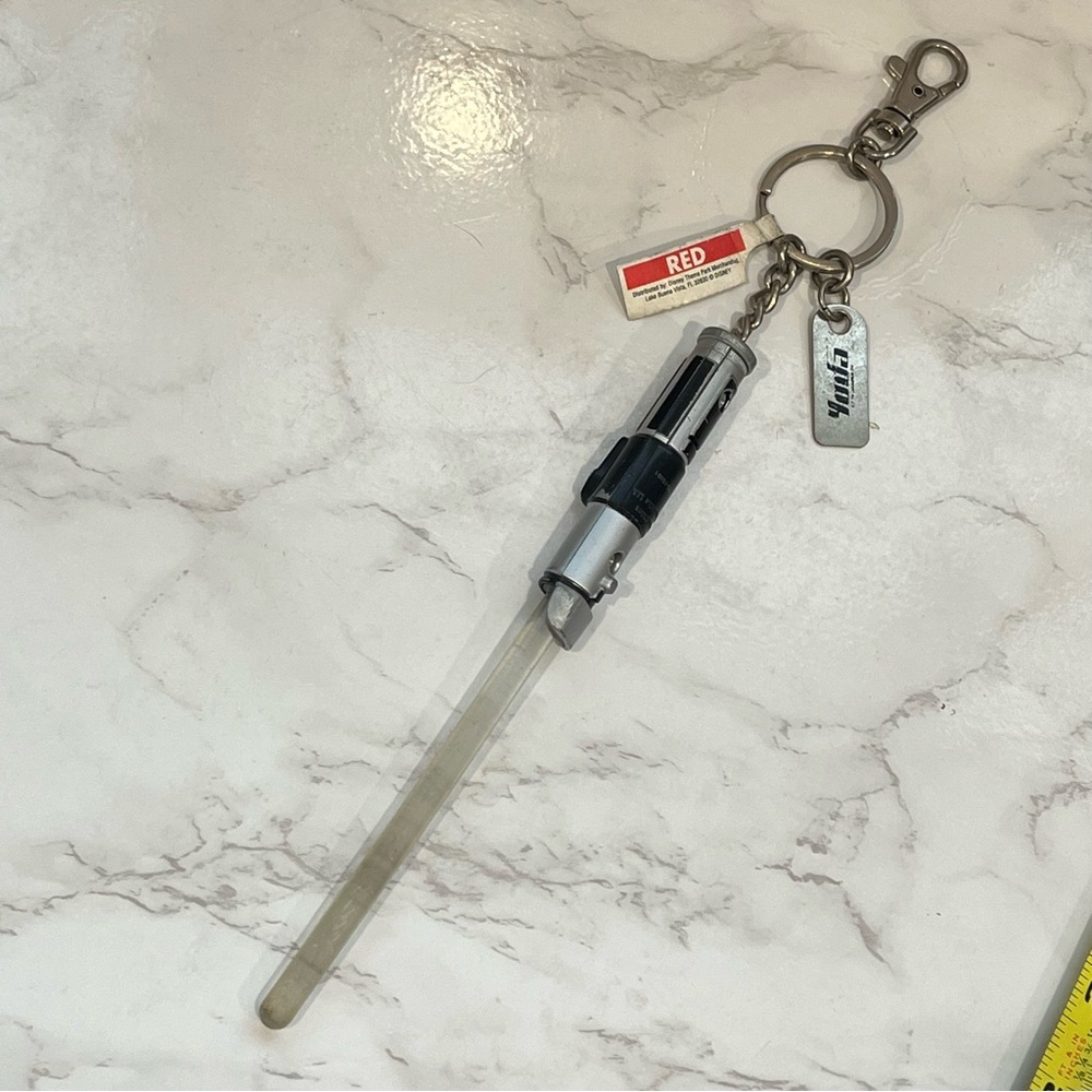 Disney Parks Star Wars Yoda Red Light Up Lightsaber Keychain Charm